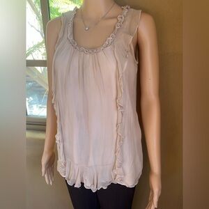 Beige Chiffon Gathered Top